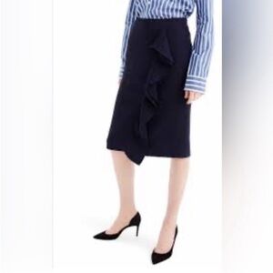 Elegant Black Ruffle J Crew Skirt